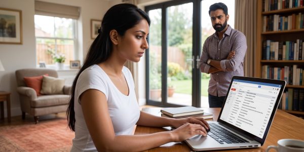 My spouse continuously monitors my online activities and sends threatening messages after separation. What legal protection is available against cyberstalking by a spouse